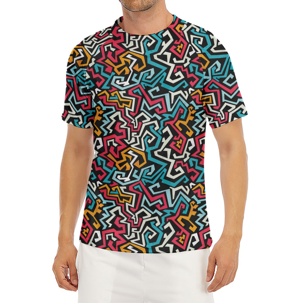 Abstract Funky Pattern Print Men's Short Sleeve Rash Guard