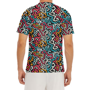 Abstract Funky Pattern Print Men's Short Sleeve Rash Guard