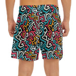 Abstract Funky Pattern Print Men's Split Running Shorts