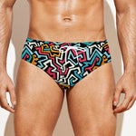 Abstract Funky Pattern Print Men's Swim Briefs