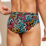Abstract Funky Pattern Print Men's Swim Briefs