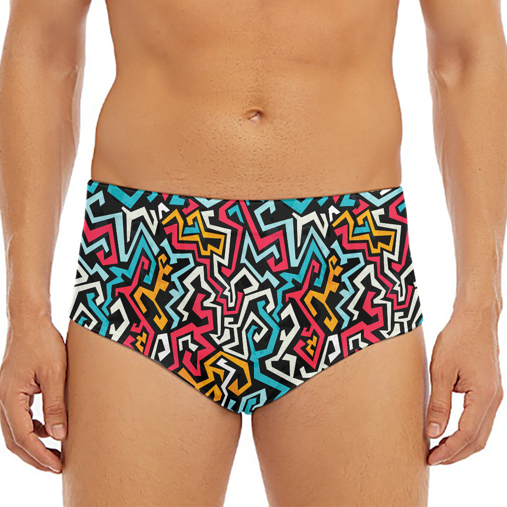 Abstract Funky Pattern Print Men's Triangle Swim Briefs