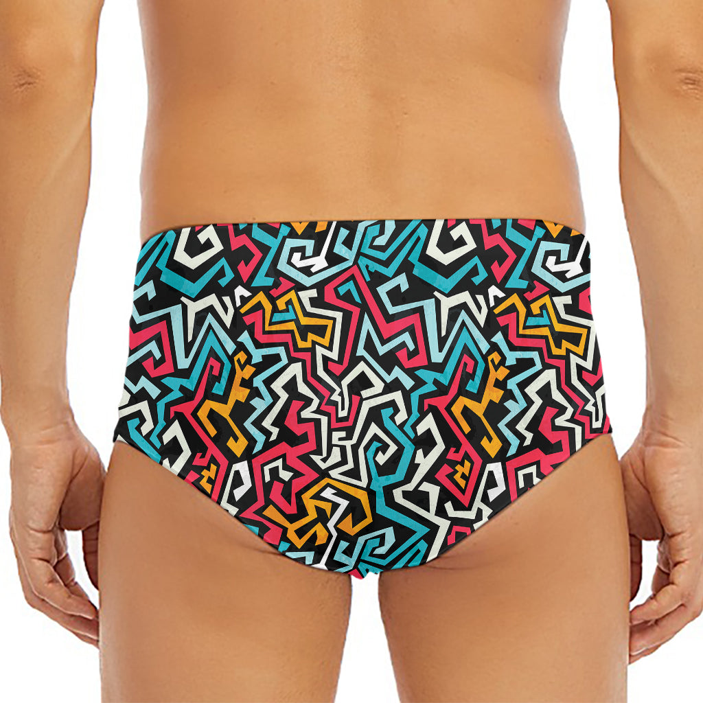 Abstract Funky Pattern Print Men's Triangle Swim Briefs