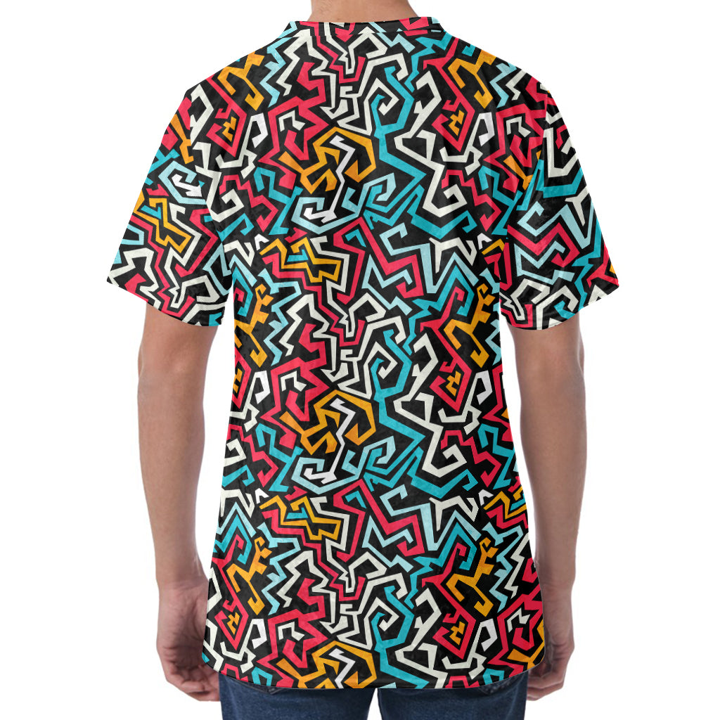 Abstract Funky Pattern Print Men's Velvet T-Shirt