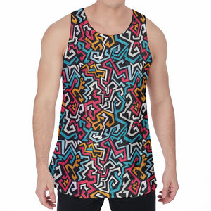 Abstract Funky Pattern Print Men's Velvet Tank Top