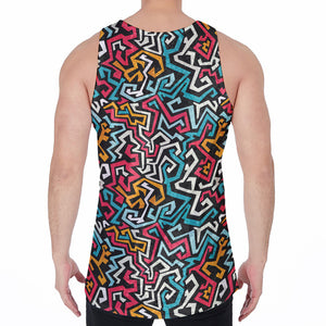 Abstract Funky Pattern Print Men's Velvet Tank Top