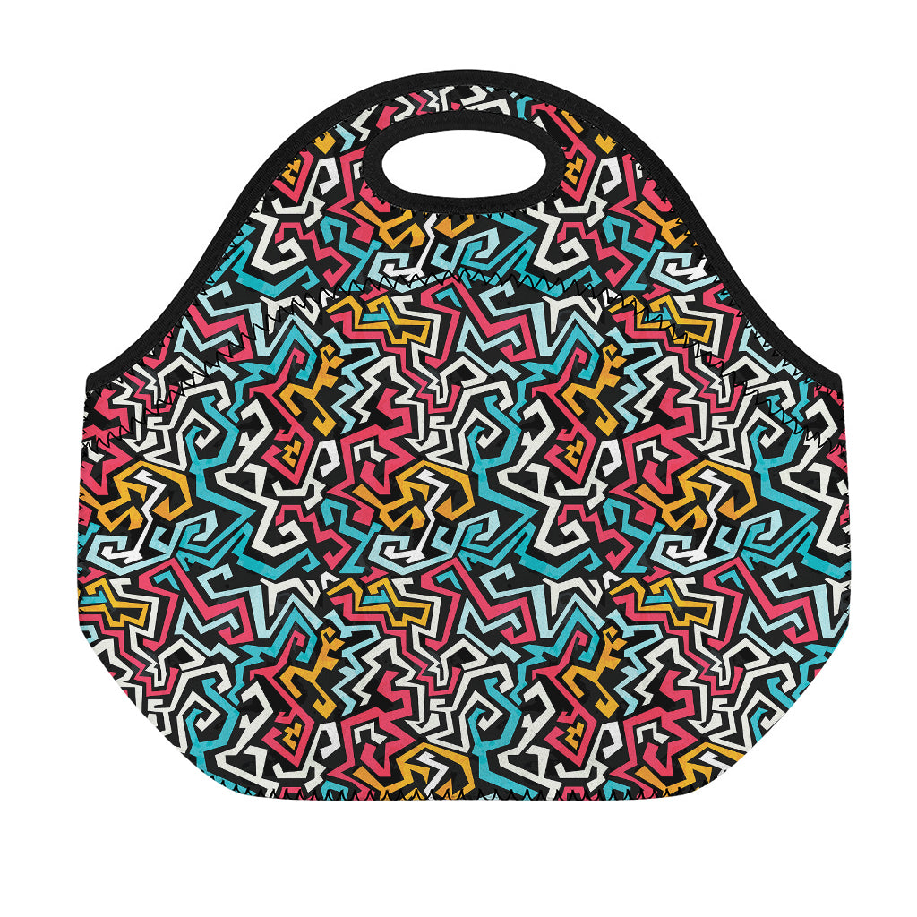 Abstract Funky Pattern Print Neoprene Lunch Bag