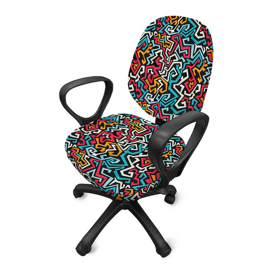 Abstract Funky Pattern Print Office Chair Cover