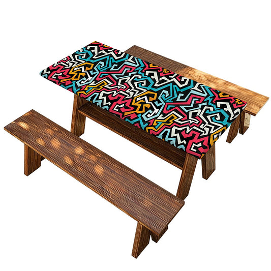 Abstract Funky Pattern Print Picnic Table Cover