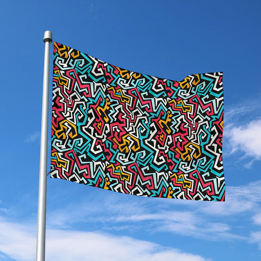 Abstract Funky Pattern Print Polyester Flag