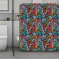 Abstract Funky Pattern Print Polyester Shower Curtain