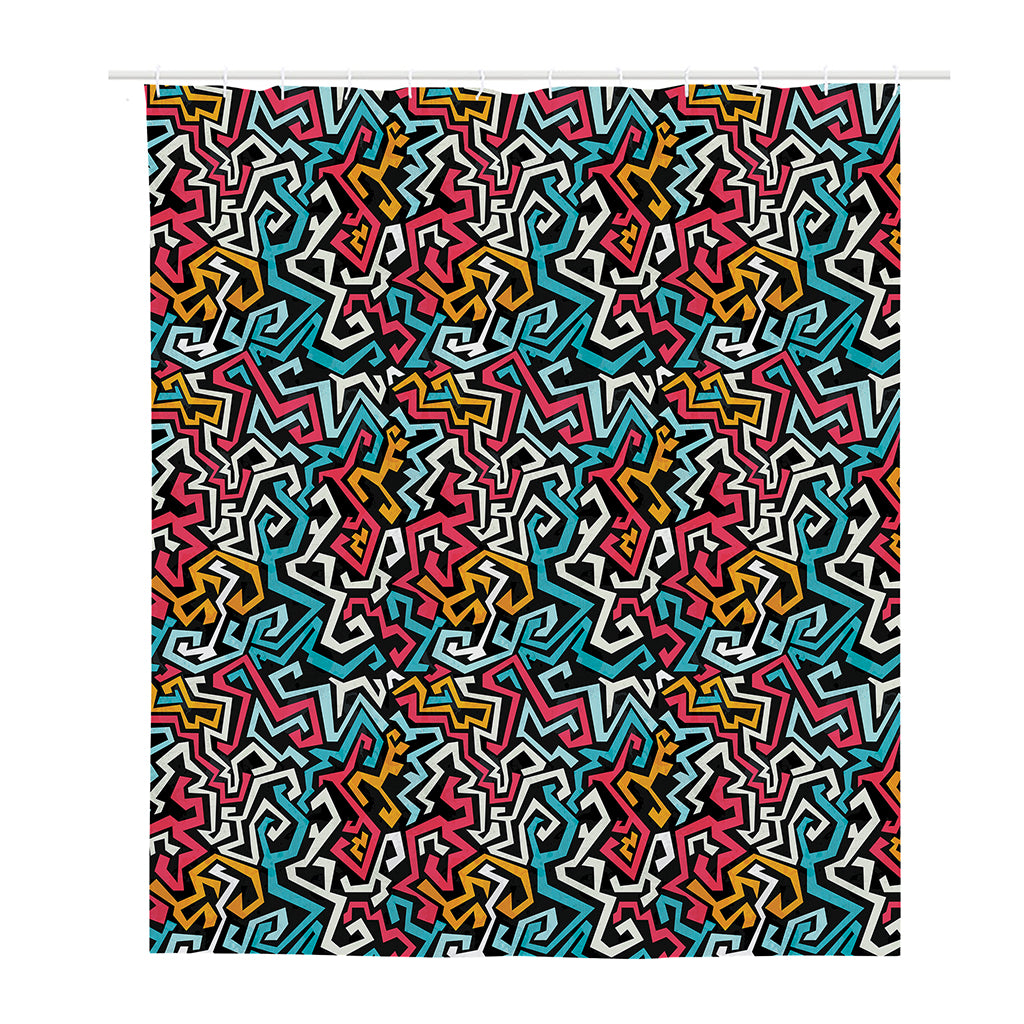 Abstract Funky Pattern Print Polyester Shower Curtain