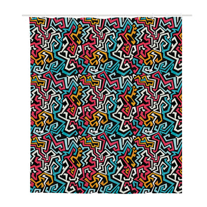 Abstract Funky Pattern Print Polyester Shower Curtain