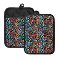 Abstract Funky Pattern Print Pot Holders With Pocket
