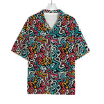 Abstract Funky Pattern Print Rayon Hawaiian Shirt