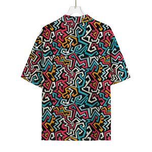 Abstract Funky Pattern Print Rayon Hawaiian Shirt