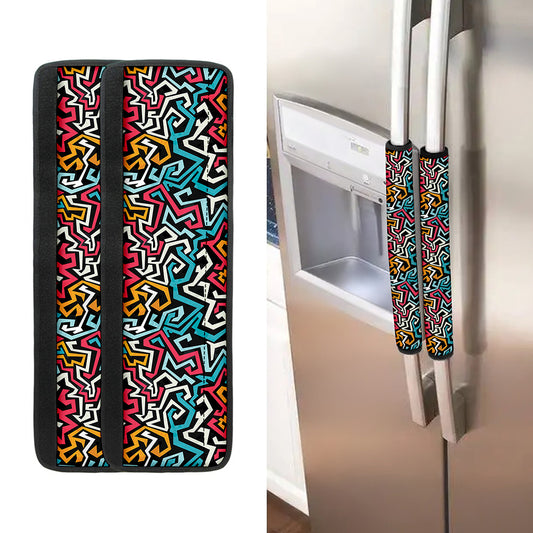 Abstract Funky Pattern Print Refrigerator Handle Covers