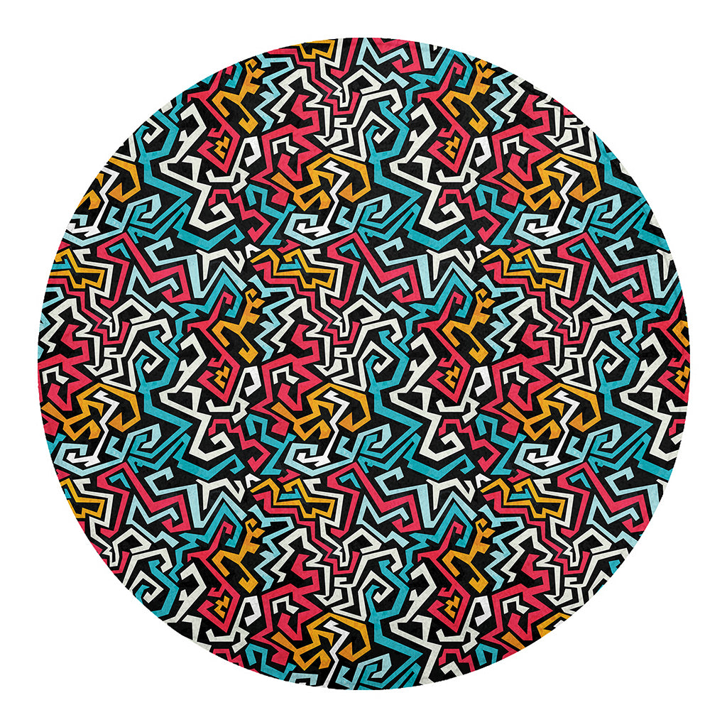 Abstract Funky Pattern Print Round Blanket