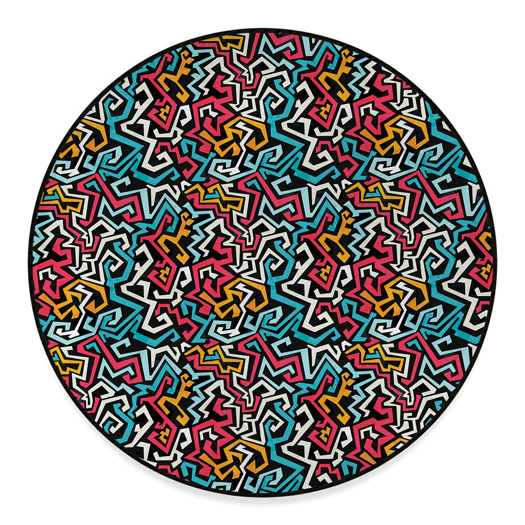 Abstract Funky Pattern Print Round Floor Mat