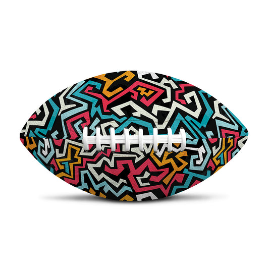 Abstract Funky Pattern Print Rugby Ball