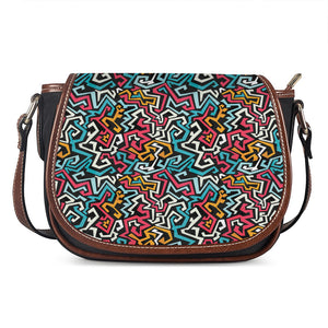 Abstract Funky Pattern Print Saddle Bag