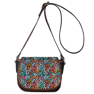 Abstract Funky Pattern Print Saddle Bag