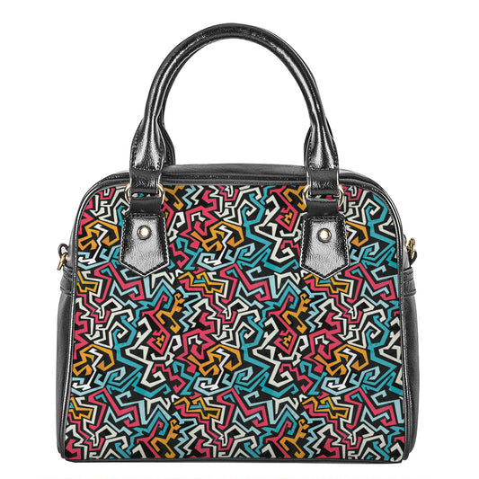 Abstract Funky Pattern Print Shoulder Handbag