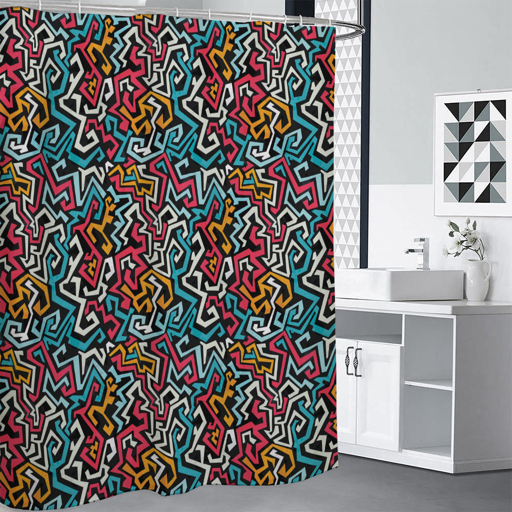 Abstract Funky Pattern Print Shower Curtain