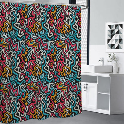 Abstract Funky Pattern Print Shower Curtain