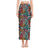 Abstract Funky Pattern Print Side Slit Maxi Skirt