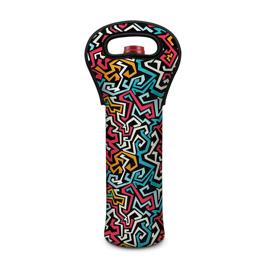 Abstract Funky Pattern Print Single Neoprene Wine Tote