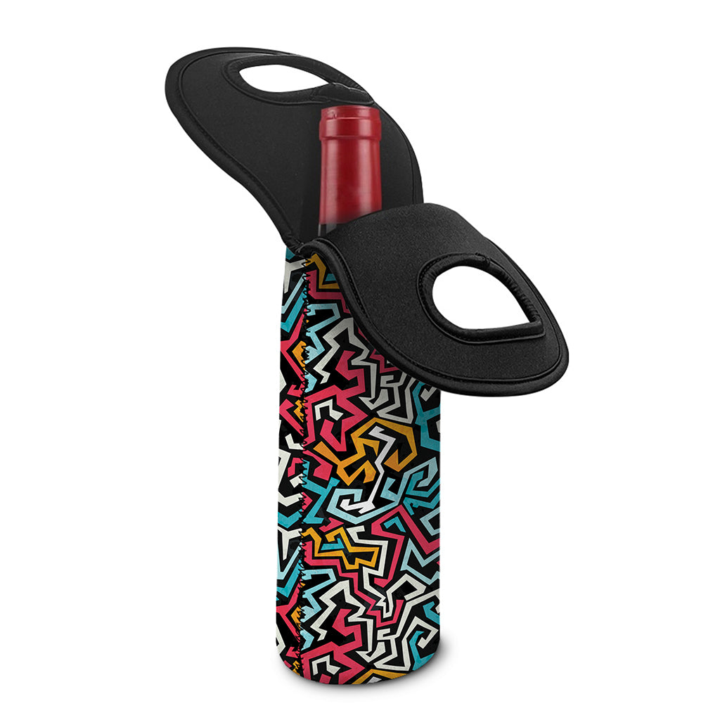 Abstract Funky Pattern Print Single Neoprene Wine Tote