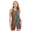 Abstract Funky Pattern Print Sleeveless One Piece Swimsuit