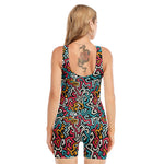 Abstract Funky Pattern Print Sleeveless One Piece Swimsuit