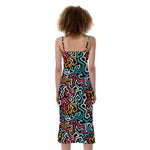 Abstract Funky Pattern Print Slim Fit Midi Cami Dress