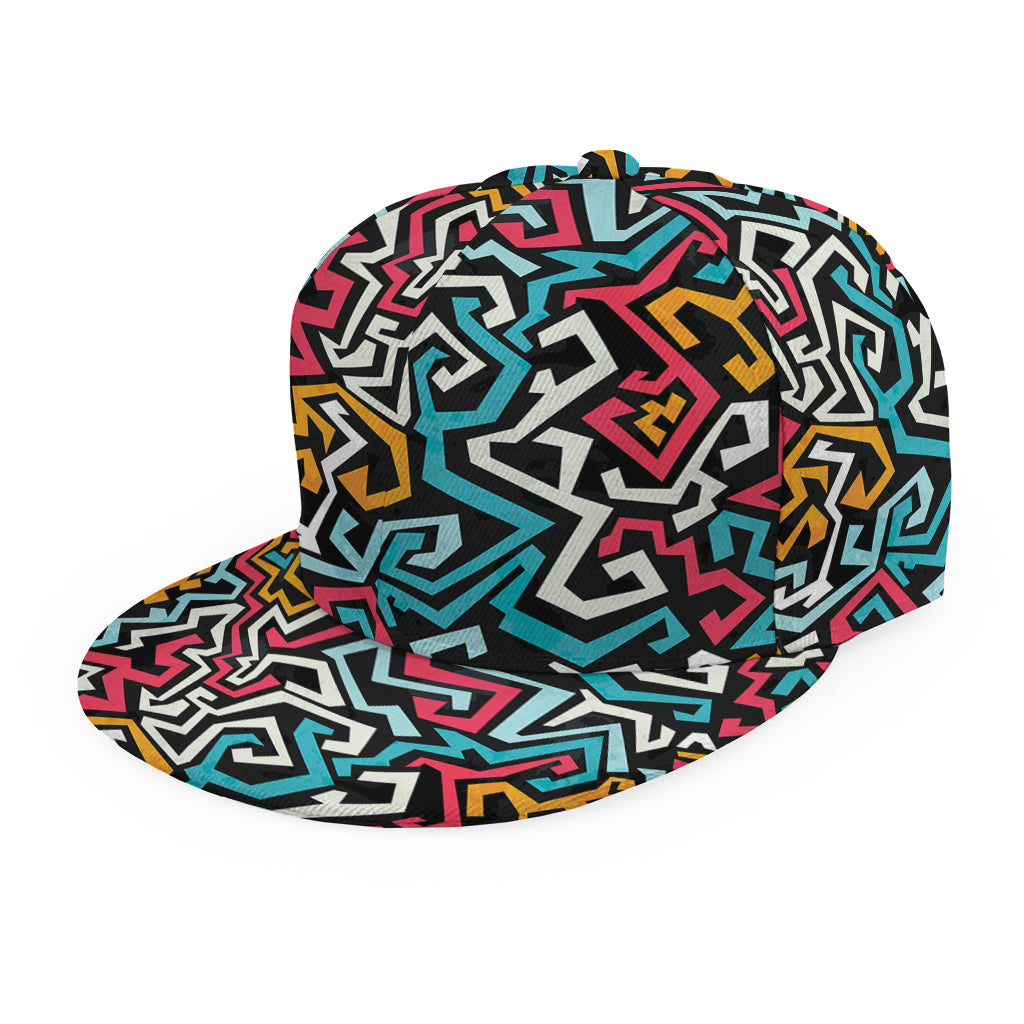 Abstract Funky Pattern Print Snapback Cap