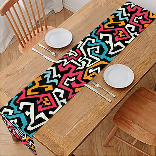 Abstract Funky Pattern Print Table Runner