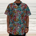 Abstract Funky Pattern Print Textured Short Sleeve Shirt