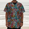 Abstract Funky Pattern Print Textured Short Sleeve Shirt