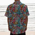 Abstract Funky Pattern Print Textured Short Sleeve Shirt