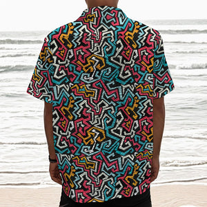 Abstract Funky Pattern Print Textured Short Sleeve Shirt