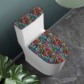 Abstract Funky Pattern Print Toilet Lid And Tank Cover Set