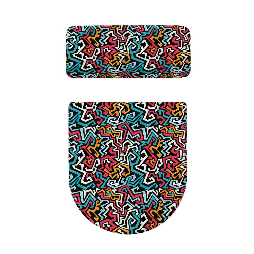 Abstract Funky Pattern Print Toilet Lid And Tank Cover Set