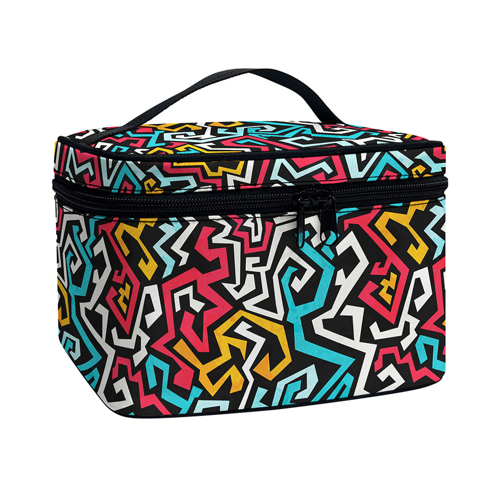 Abstract Funky Pattern Print Travel Makeup Bag