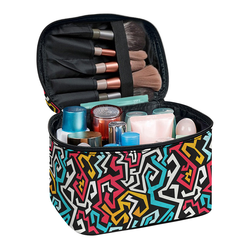 Abstract Funky Pattern Print Travel Makeup Bag