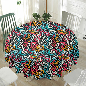 Abstract Funky Pattern Print Waterproof Round Tablecloth