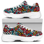 Abstract Funky Pattern Print White Chunky Shoes