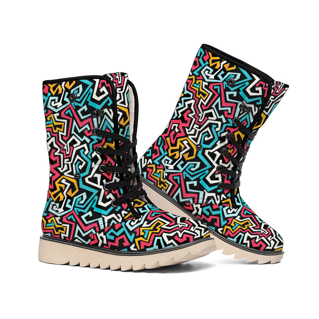 Abstract Funky Pattern Print Winter Boots