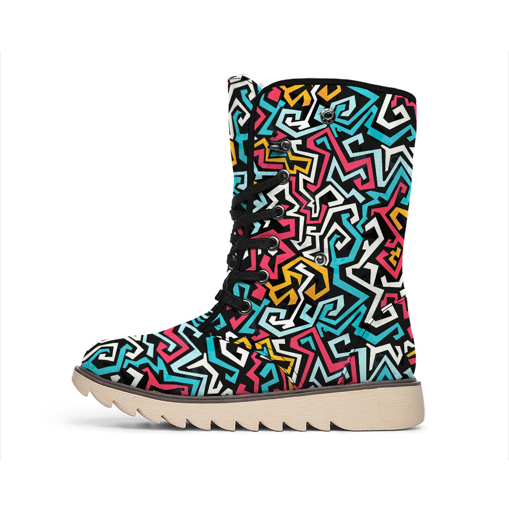 Abstract Funky Pattern Print Winter Boots