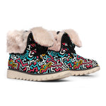 Abstract Funky Pattern Print Winter Boots